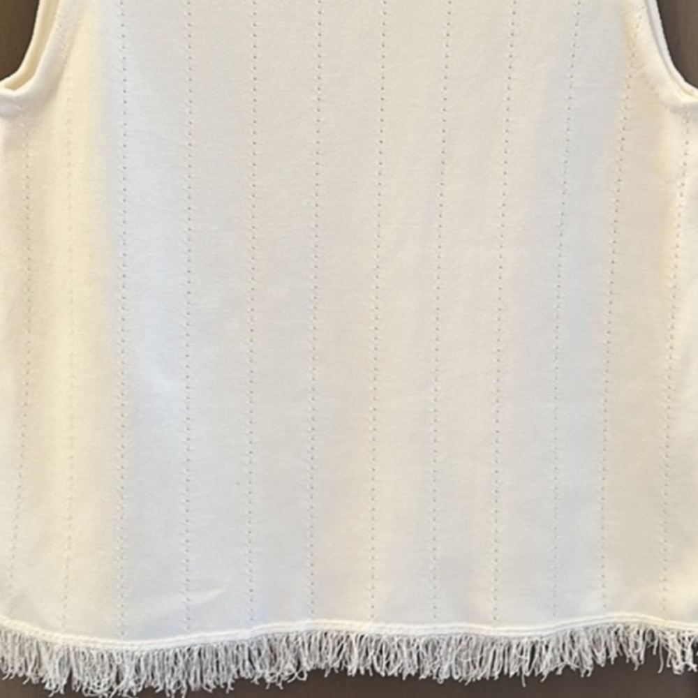 Rachel Roy Women White Viscose Blend Crewneck Knit Pullover Vest Sweater - Picture 5 of 6